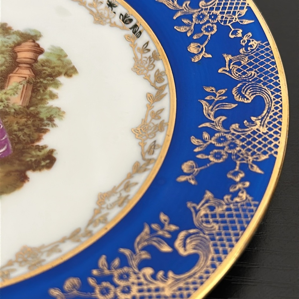 🌹 Limoges France Rehausse Main Porcelain 24k Gold Accent 6.25” Plate - Picture 7 of 14